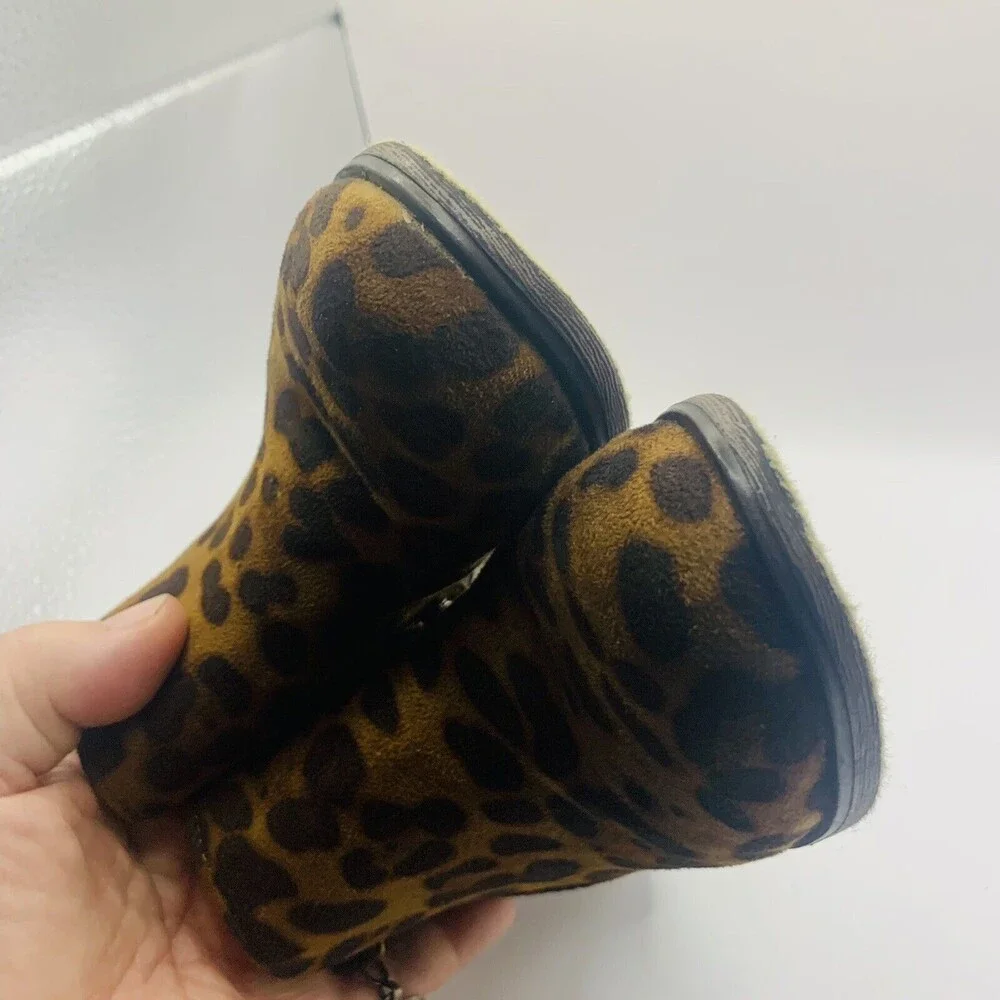 Pierre Dumas Kids Animal Print Leopard Zipp Faux Suede Ankle Shoe Boots Size 11